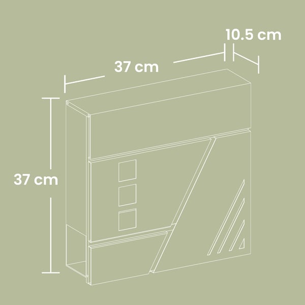 Postilaatikko, 37x10.5x37 cm, Hopea