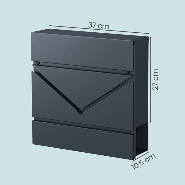 Postkasse, 37x10.5x37 cm, Antrasitt, Stål