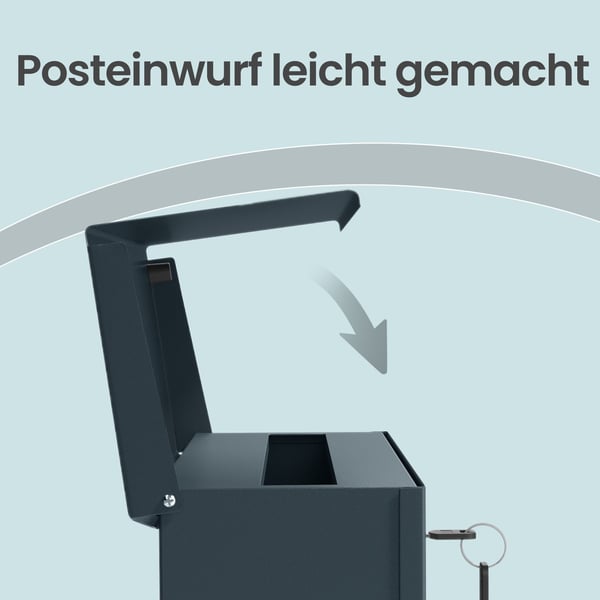 Postkasse, 37x10.5x37 cm, Antrasitt, Stål