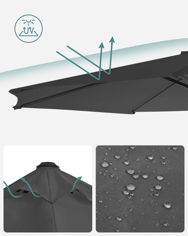 Udendørs Cantilever-parasol, 300 cm, grå