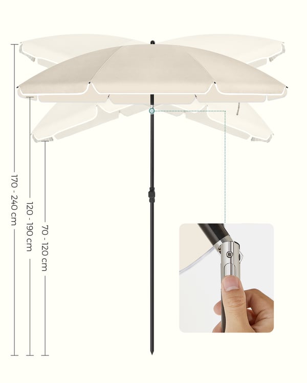 Uteparaply, 160 cm, Blå