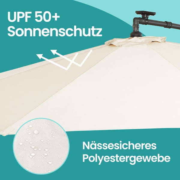 Parvekesateenvarjo, 300 cm halkaisija, Beige