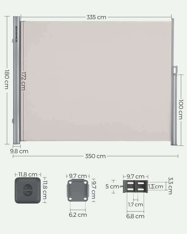 Sivu markiisi, 180x300 cm, Beige