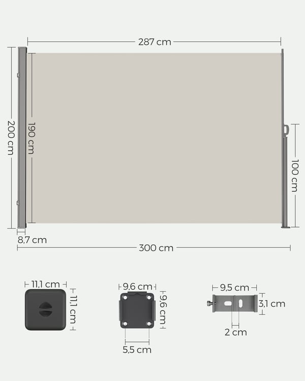 Sivuverho, 200x350 cm, Taupe