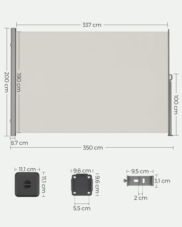 Sivuvarjo, 200x350 cm, Beige