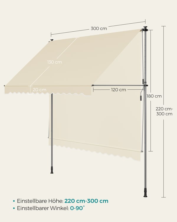 Markise, 300x120 cm, Beige