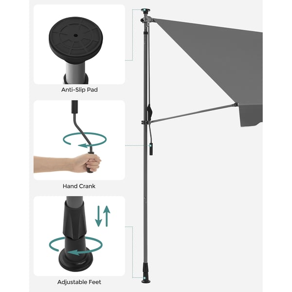 Klemme Markise, 300x130 cm, Antracit