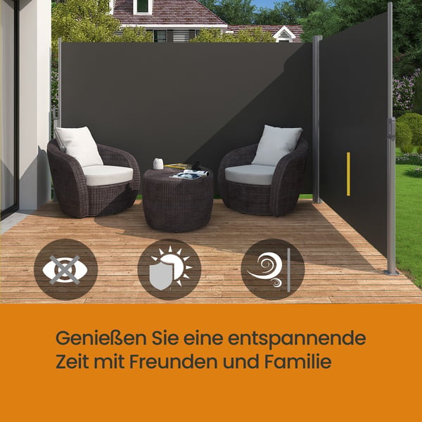 Dobbelt Sides Markise, 180x600 cm, Antracit