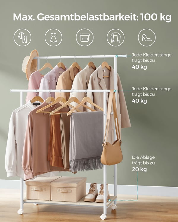 Klädställ, Stålram, 39,6x98,5x156,8 cm, Beige