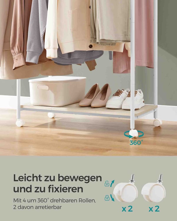 Klädställ, Stålram, 39,6x98,5x156,8 cm, Beige
