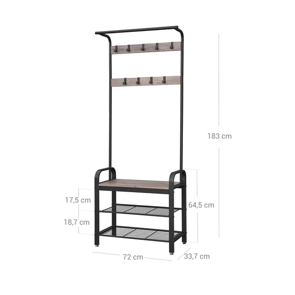 Kleshenger med benk, 72x33,7x183 cm, Greige