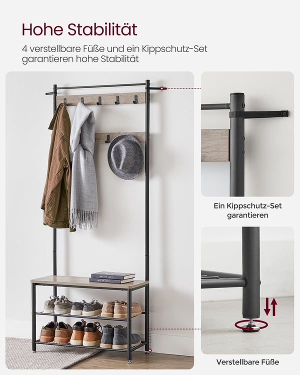 Klädhängare, 70x32x175 cm, Greige