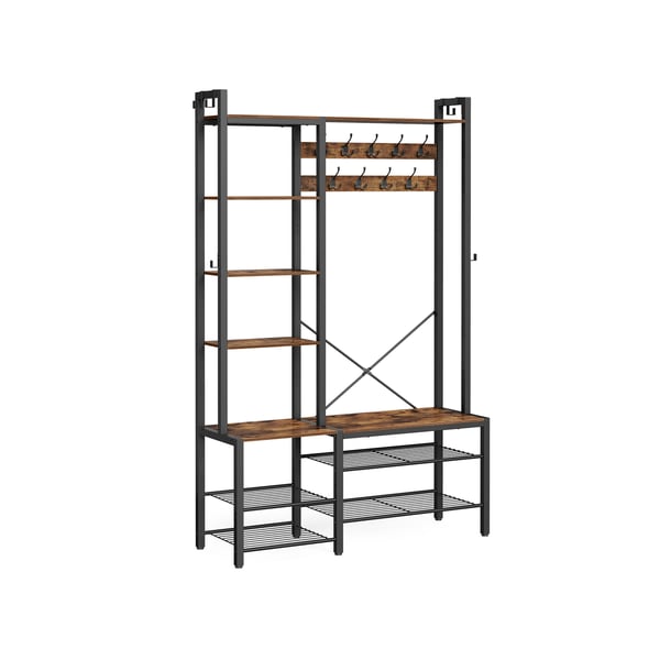 Stumtjener med skobenk, 40x120x190 cm, Brun