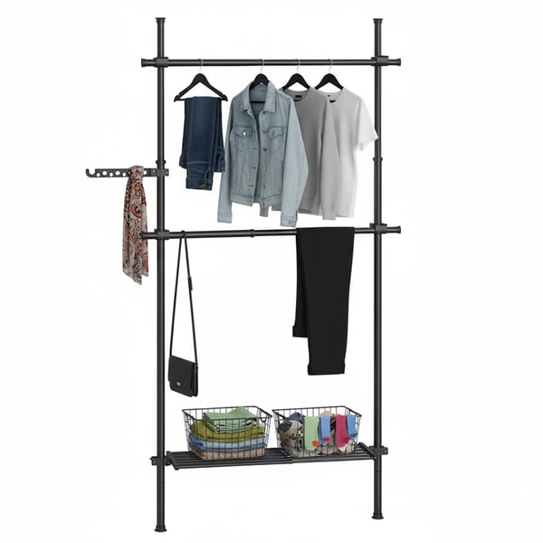 Vaateteline, 33.5x84-123x220-300 cm, Musta