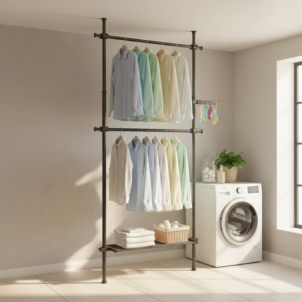 Vaateteline, 33.5x84-123x220-300 cm, Musta