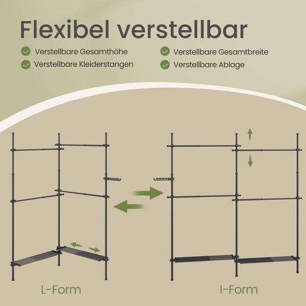 Klesstativ, 33.5x162x220 cm, Svart