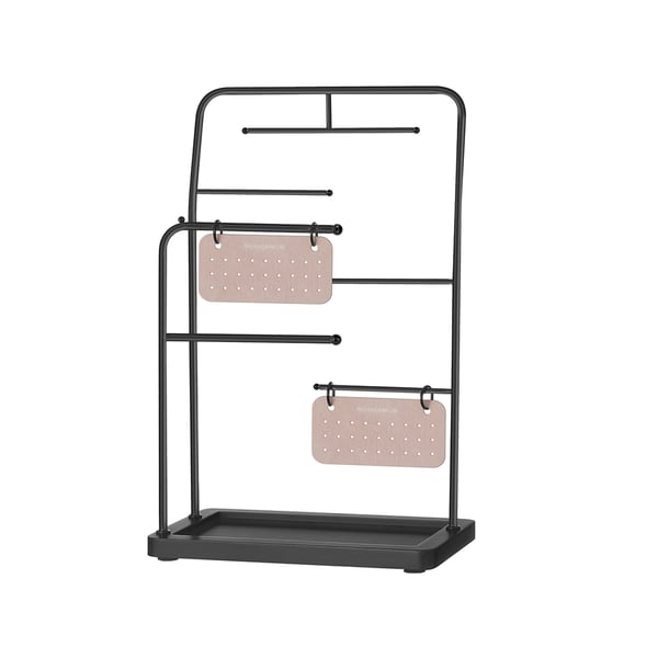 Smykkestativ, Metallramme, 13x21.5x33.7 cm, Svart