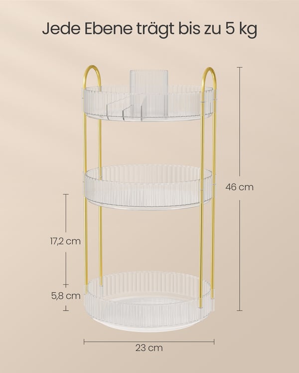 Sminkeorganisator, 23x23x46 cm, Transparent