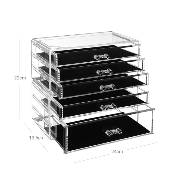 Sminkeorganisator, 24x13.5x22 cm, Transparent