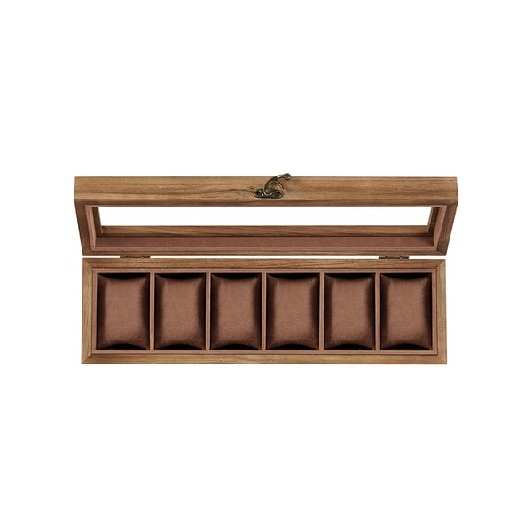 Klokkeboks, massivt tre, 10,2x35x8,7 cm, brun
