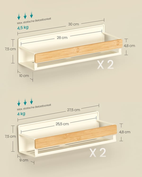 Kryddhylla set, 10x30x7,5 cm, Beige