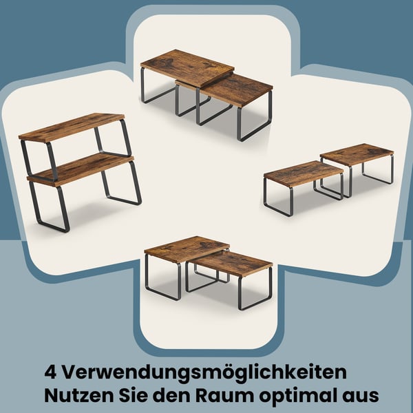 Krydderhylle, 2-delt sett kjøkkenorganisator, 19,5x29,7x15,8 cm og 18,5x29,7x13,7 cm, svart