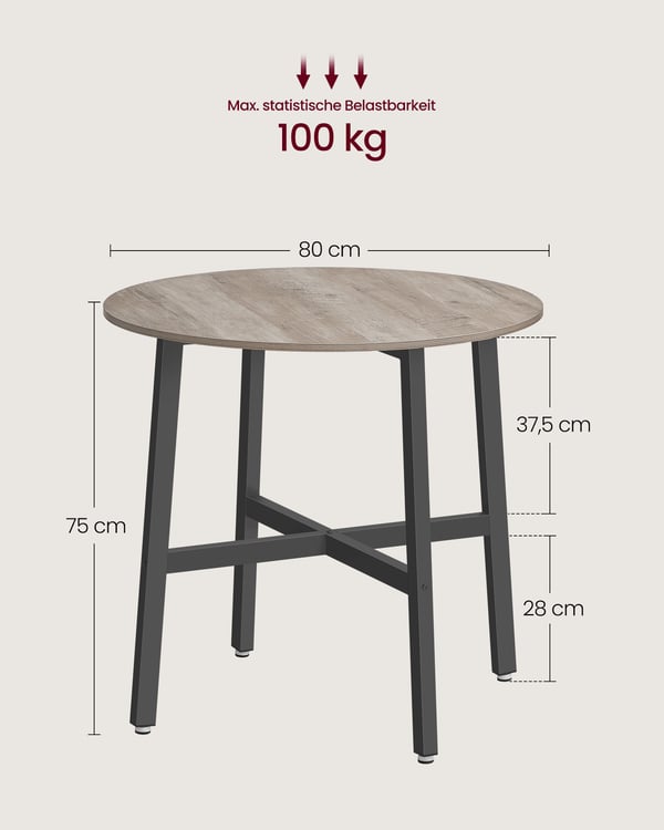 Ruokapöytä, 80x75 cm, harmaanbeige