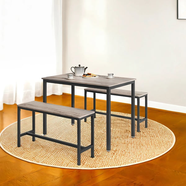 Spisebord med 2 benker, 70x110x75 cm, greige
