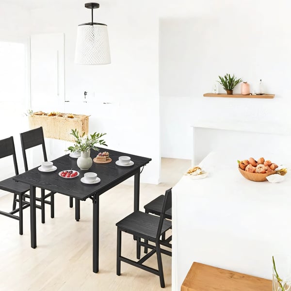 Spisebord, Foldbart Køkkenbord, 78x120x76,2 cm, Sort