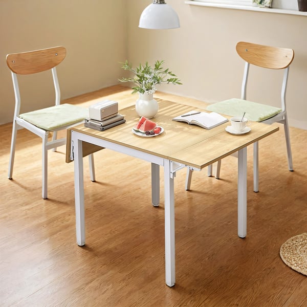 Ruokapöytä, Taitettava Keittiöpöytä, 78x120x76.2 cm, Valkoinen Tammi Ruokapöytä, Taitettava Keittiöpöytä, 78x120x76.2 cm, Valkoinen Tammi