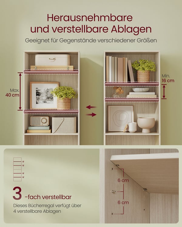 Bogreol, 24x60x178,5 cm, Beige
