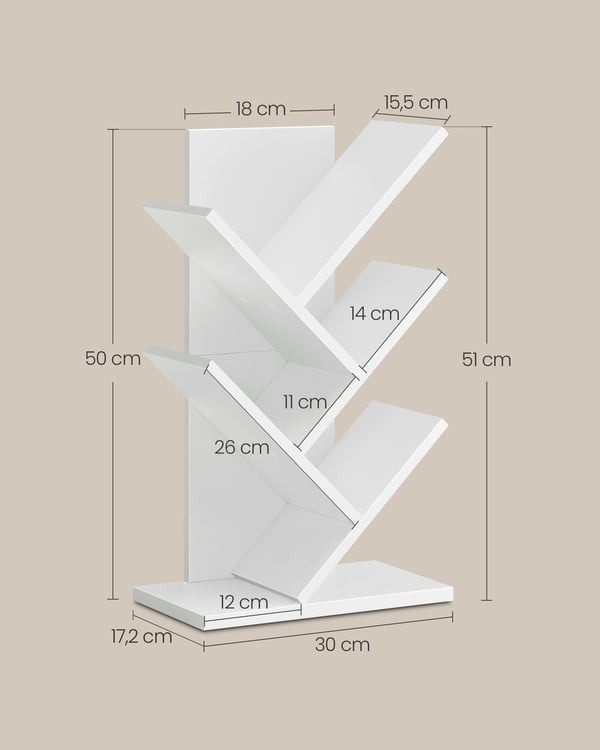 Bogreol, 17,2x30x51 cm, Hvid