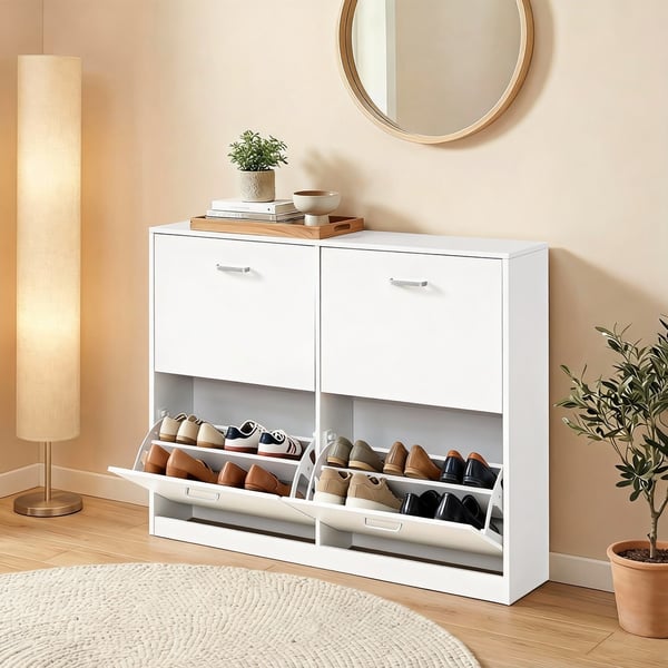 Skoskap 24x105,5x82,7 cm Hvit, tre