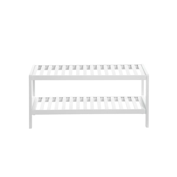 Skohylde, bambus, 70x33x26 cm, hvid