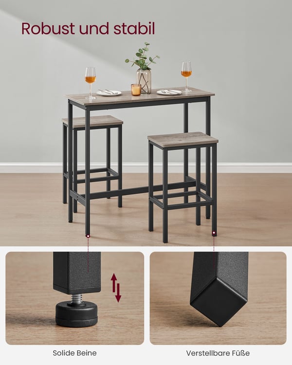 Spisebordssæt, 100x40x90 cm, greige
