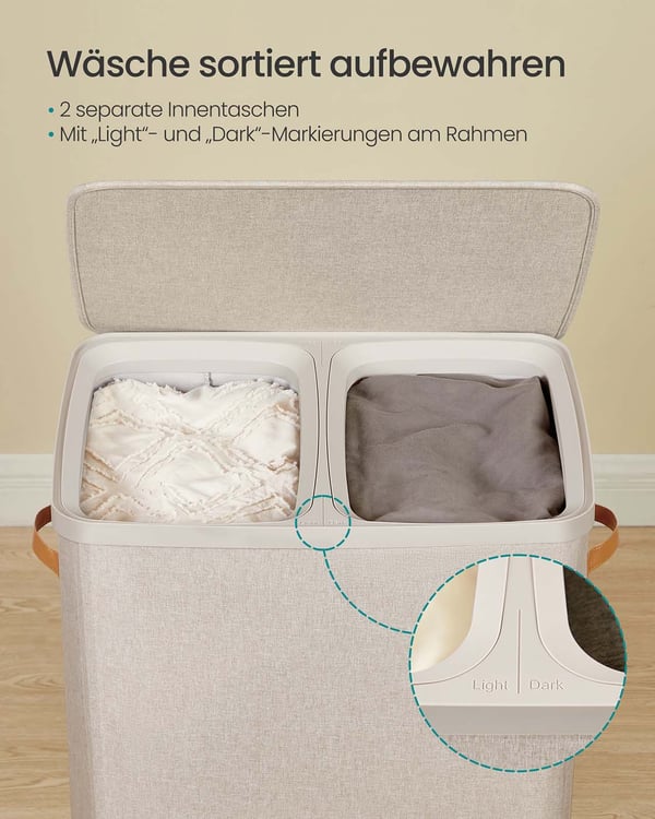 Tvättkorg, 56x40x75 cm, Beige