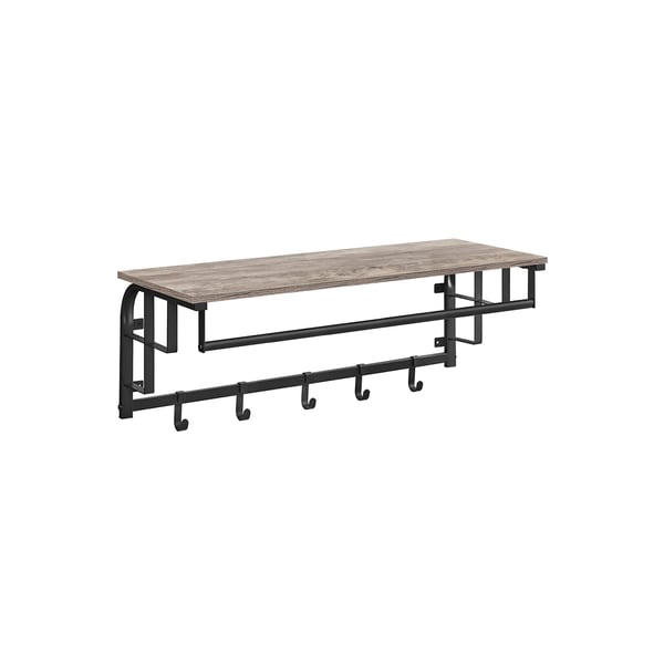 Vegghengt knaggrekke med hylle, 30x66x27 cm, brun svart