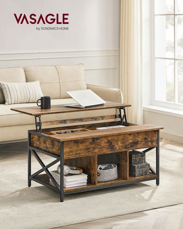 Sofabord, 60x100x48-62 cm, Brun Sort