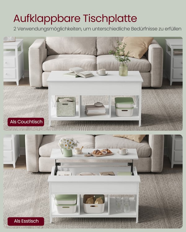 Sofabord, 60x100x48-62 cm, Brun Sort