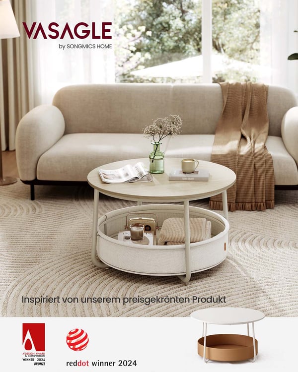 Sofabord, 75x75x45 cm, Naturlig Beige