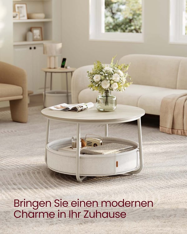 Sofabord, 75x75x45 cm, Naturlig Beige