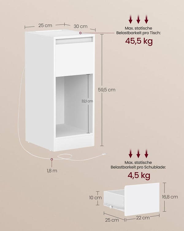 Natskabinet, 30x25x59,5 cm, Hvid