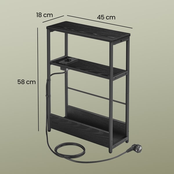 Sidobord, 18x45x58 cm, Svart
