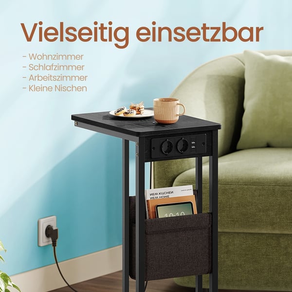 Sidebord, 30x40x62 cm, Svart, Oppbevaring