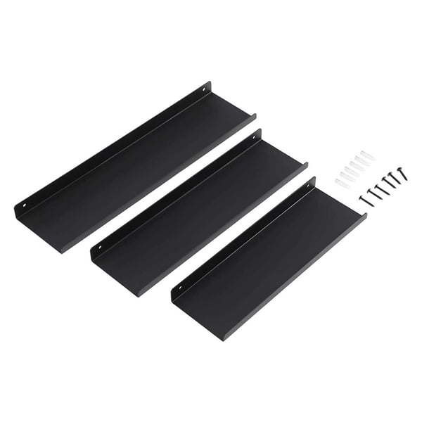 Vegghyller, Metall, 30x9x2,5 cm 35x9x2,5 cm 40x9,5x2,5 cm, Svart