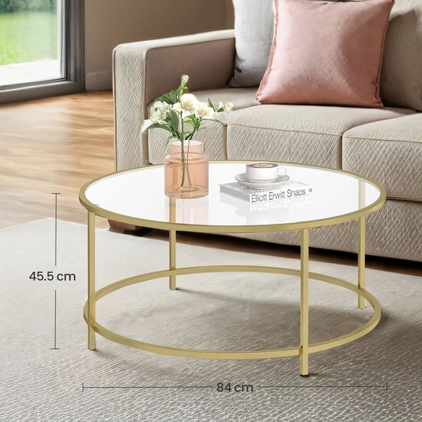 Sofabord, 84x84x45,5 cm, Guld