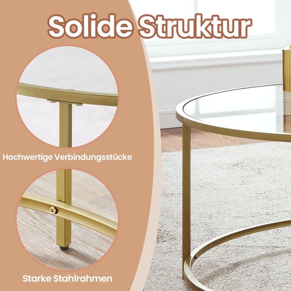 Sofabord, 84x84x45,5 cm, Guld