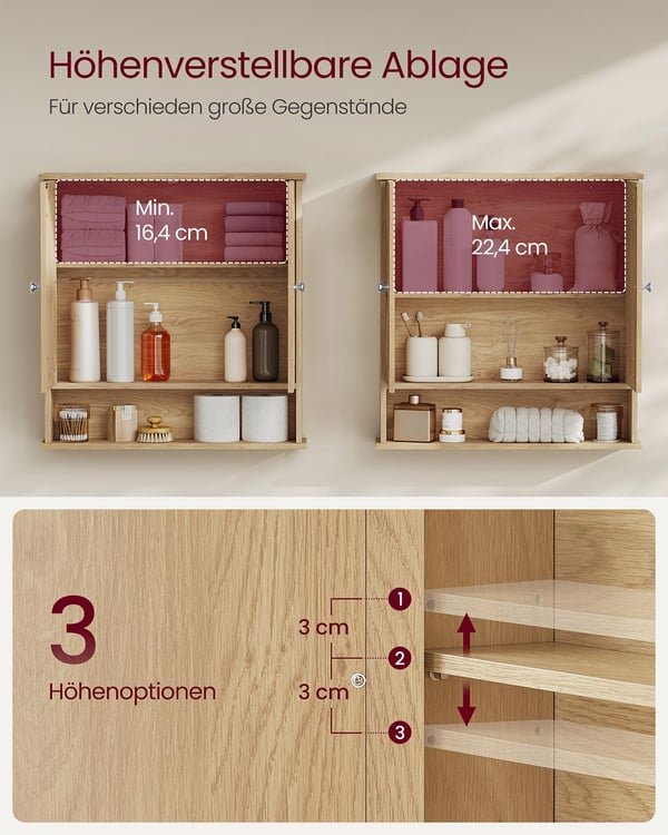 Baderomsskap, 56x58x13 cm, Brun