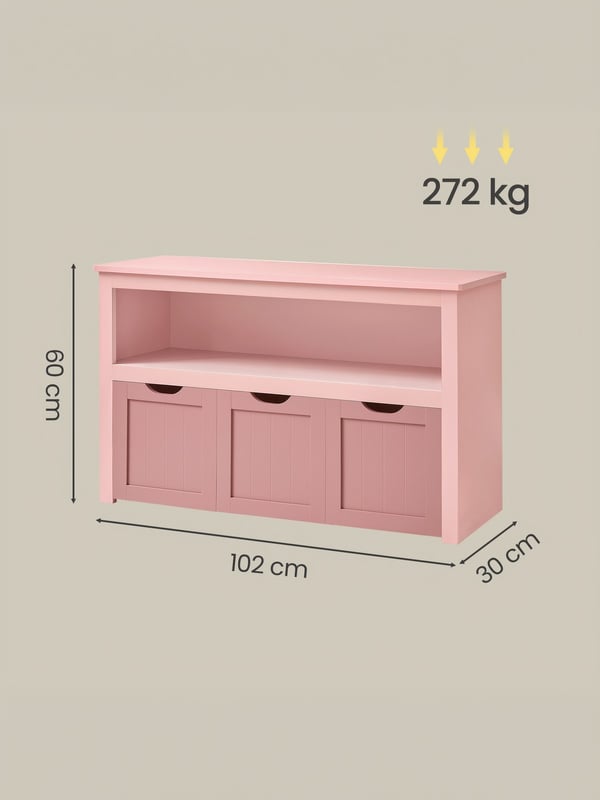 Børneopbevaringsreol, 102x30x60 cm, Pink