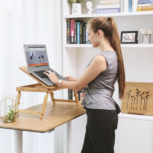 Bärbar datorbord, justerbart fällbart bambu, 55x21-29x35 cm